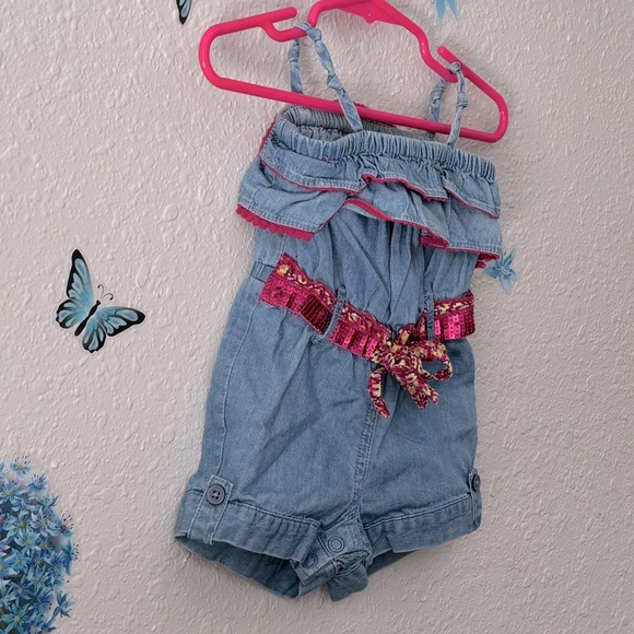 Cute Sequined Belted Romper Baby Route 66 - Picture 6 of 13